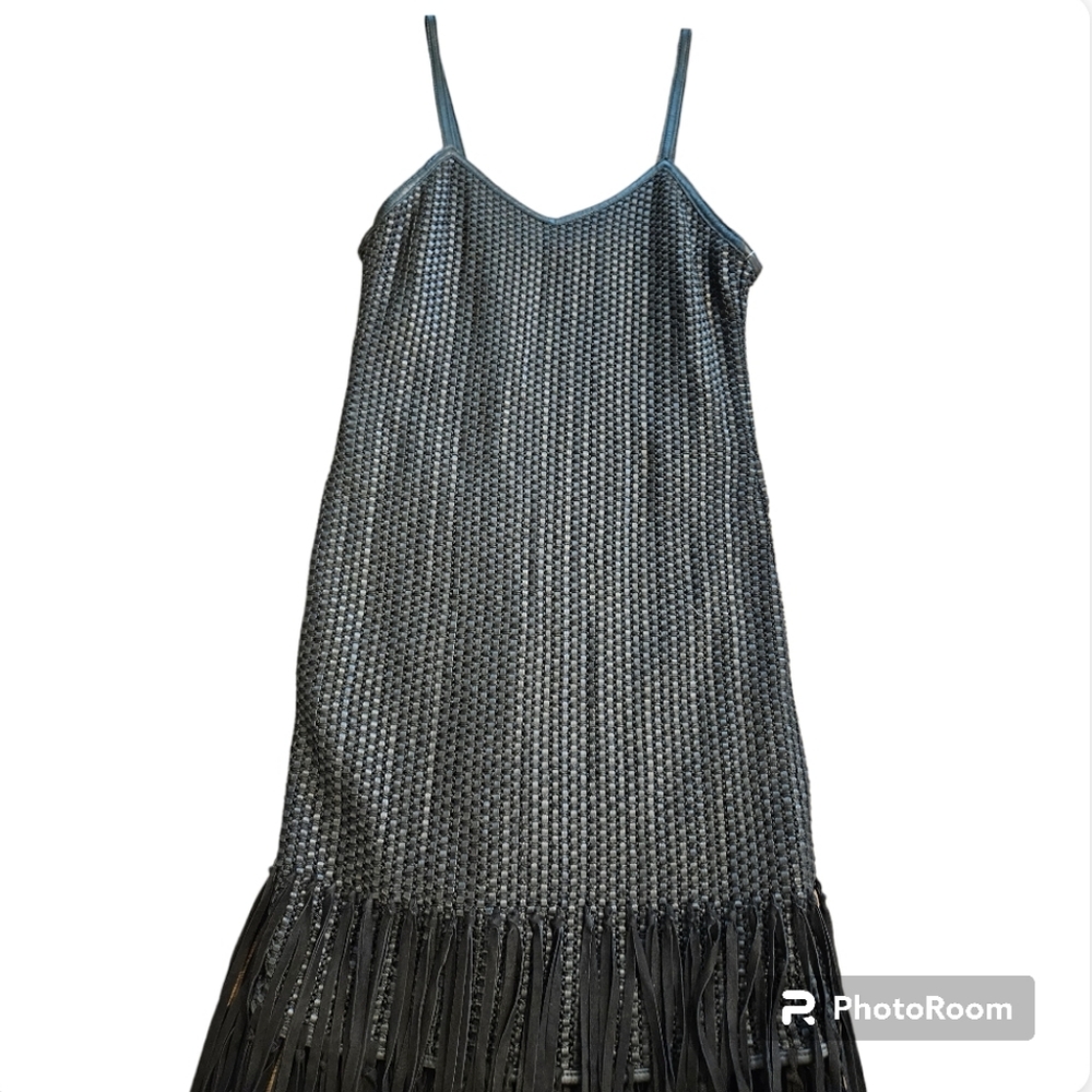 Haute Hippie Black Fringe Knit Midi Slip Dress - Picture 10 of 15